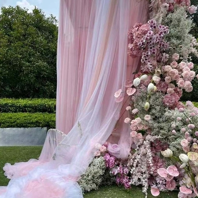 オーダーメイド ポリエステル ツール 繊維 柔らかい染料 純色 屋外 結婚式 飾り付け