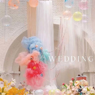 オーダーメイド ポリエステル ツール 繊維 柔らかい染料 純色 屋外 結婚式 飾り付け