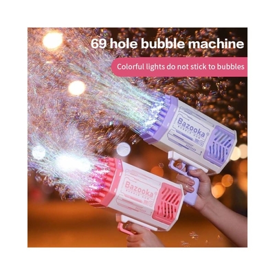 バブルガン ロケット 69ホール 石けんバブルマシーン クリスマスプレゼント 銃形 自動吹風機 子供用の軽いおもちゃ